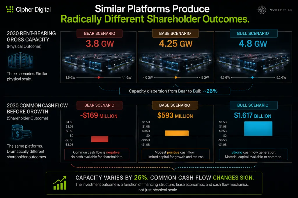 CIFR Stock Bear Base and Bull Capacity Models Northwise