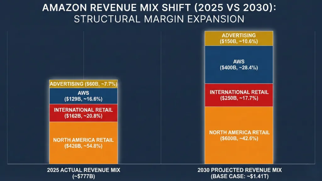 Amazon Revenue Mix Shift 2025 vs 2030 Northwise