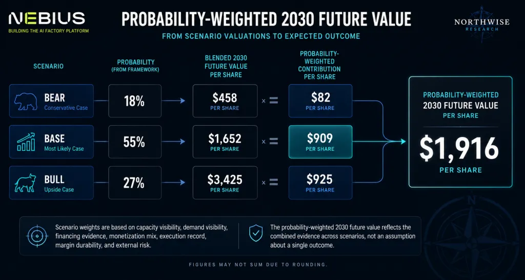 Nebius stock 2030 probability weighted fair value northwise