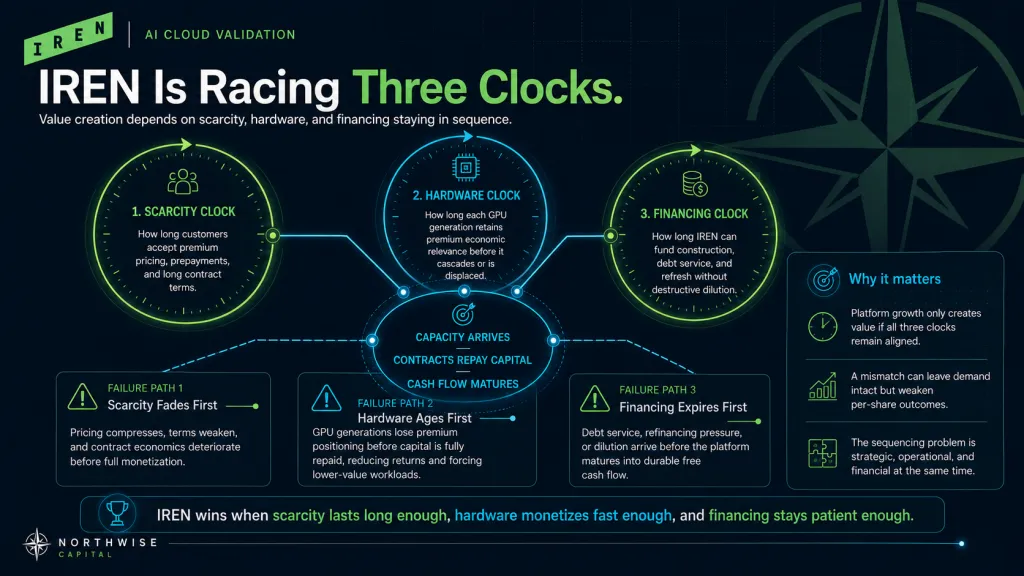 The IREN Stock Three Clock Race Northwise