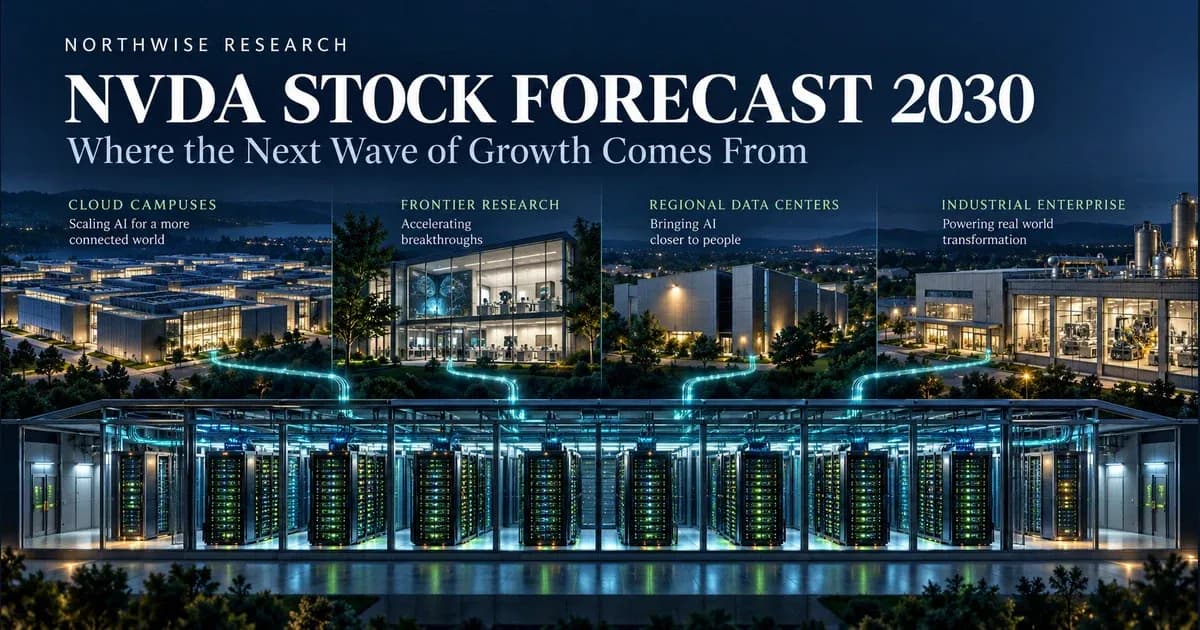 AI server racks connected to cloud campuses, research labs, regional data centers and industrial facilities.